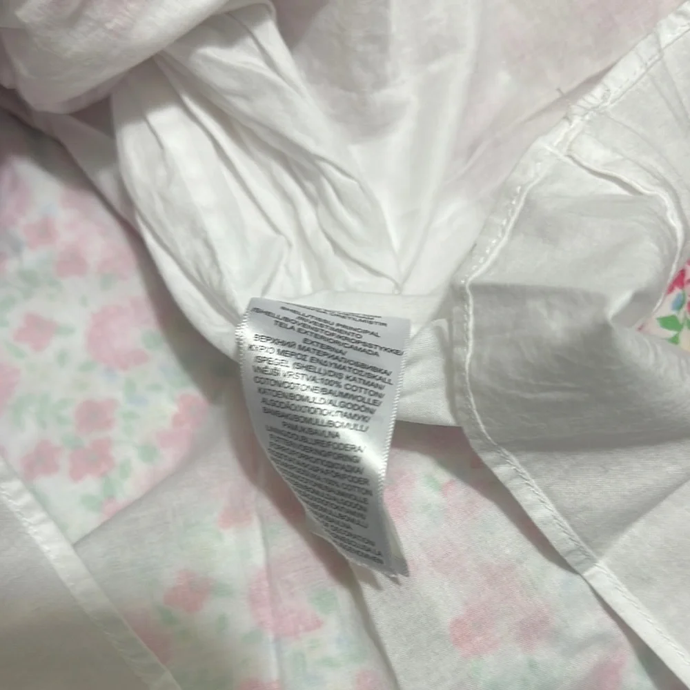 Ralph Lauren Smocked White and Pink Sundress with Square Neck